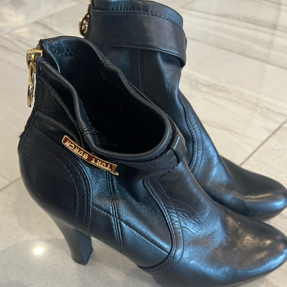 Tory Burch Black Leather Ankle Boots